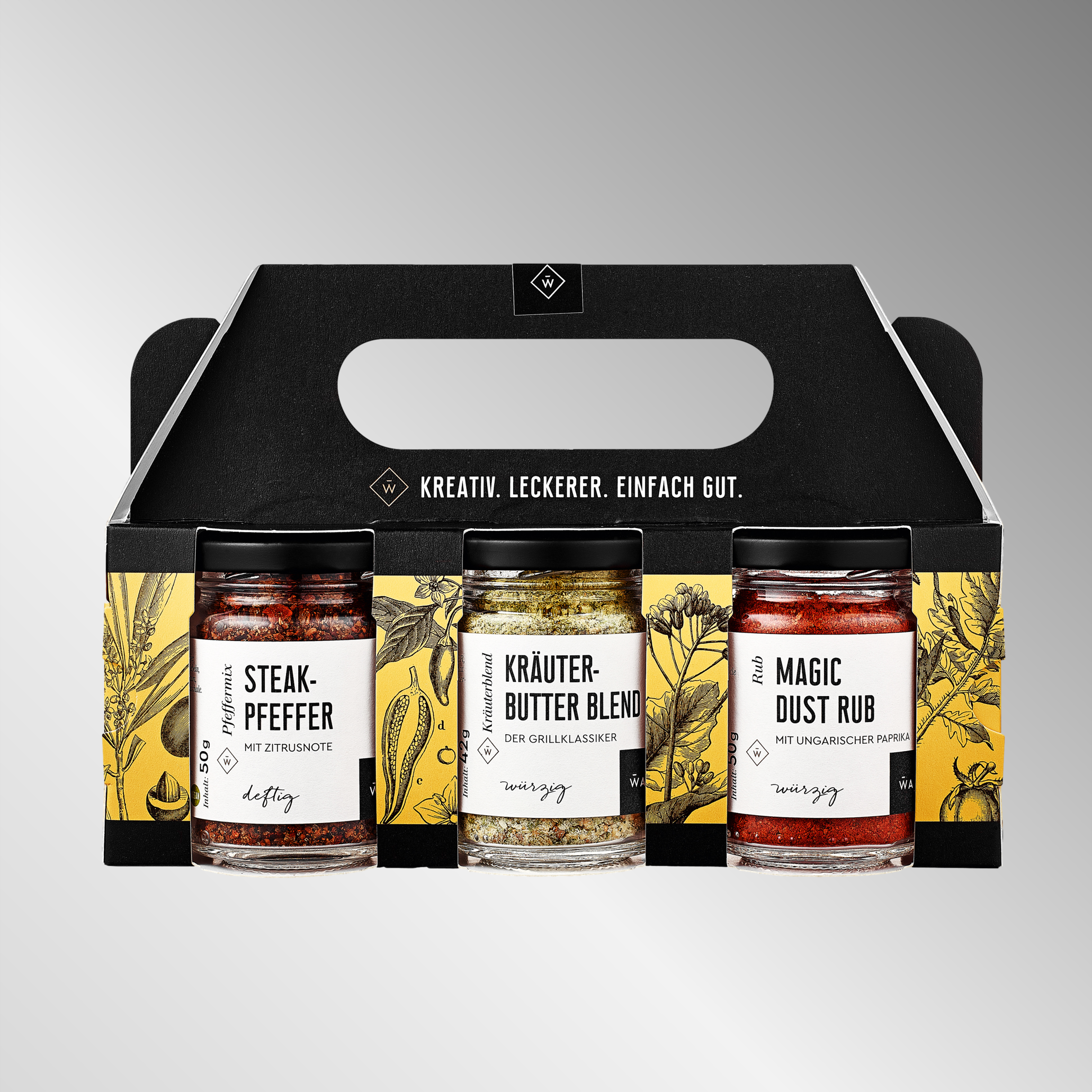 Kräuter-Set - mit Steak Pfeffer, Kräuterbutter Blend & Magic Dust Rub | Inhalt: 140 g