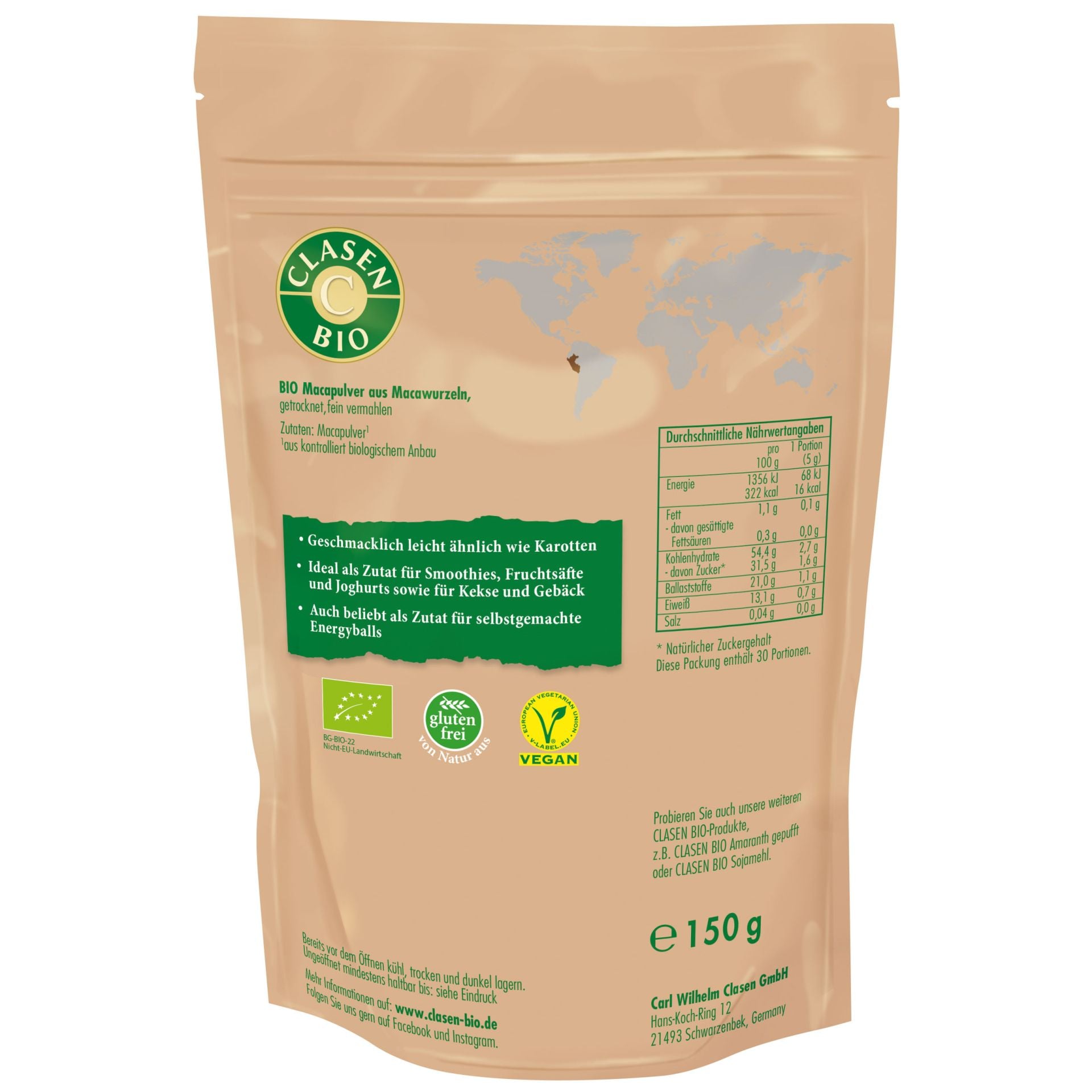 Bio Macapulver | 150g | Reich an Ballaststoffen, eine Quelle für Eiweiß