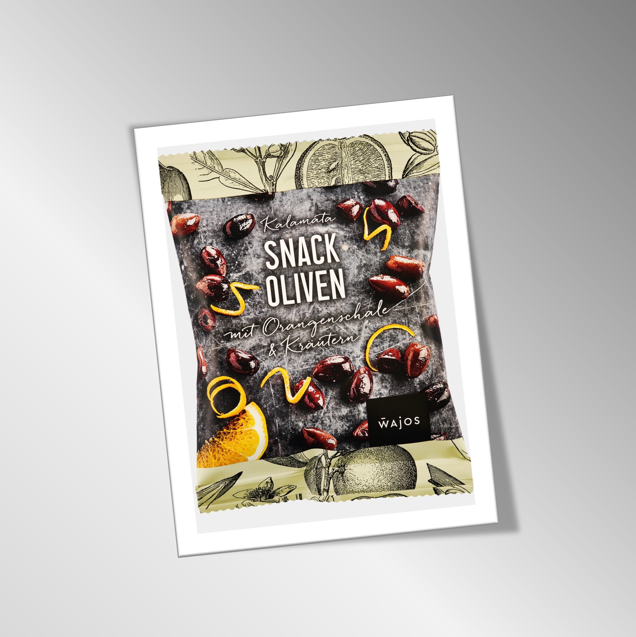 Snack Oliven Kalamata mit Orangenschale & Kräutern | 70g | Verzehrfertig zum Snacken und Genießen