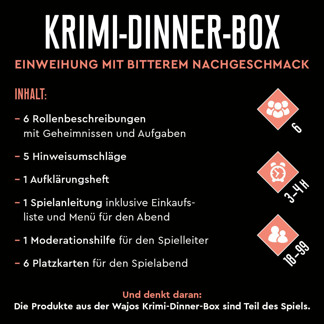 Wajos Krimidinner Box "Einweihung mit bitterem Nachgeschmack"