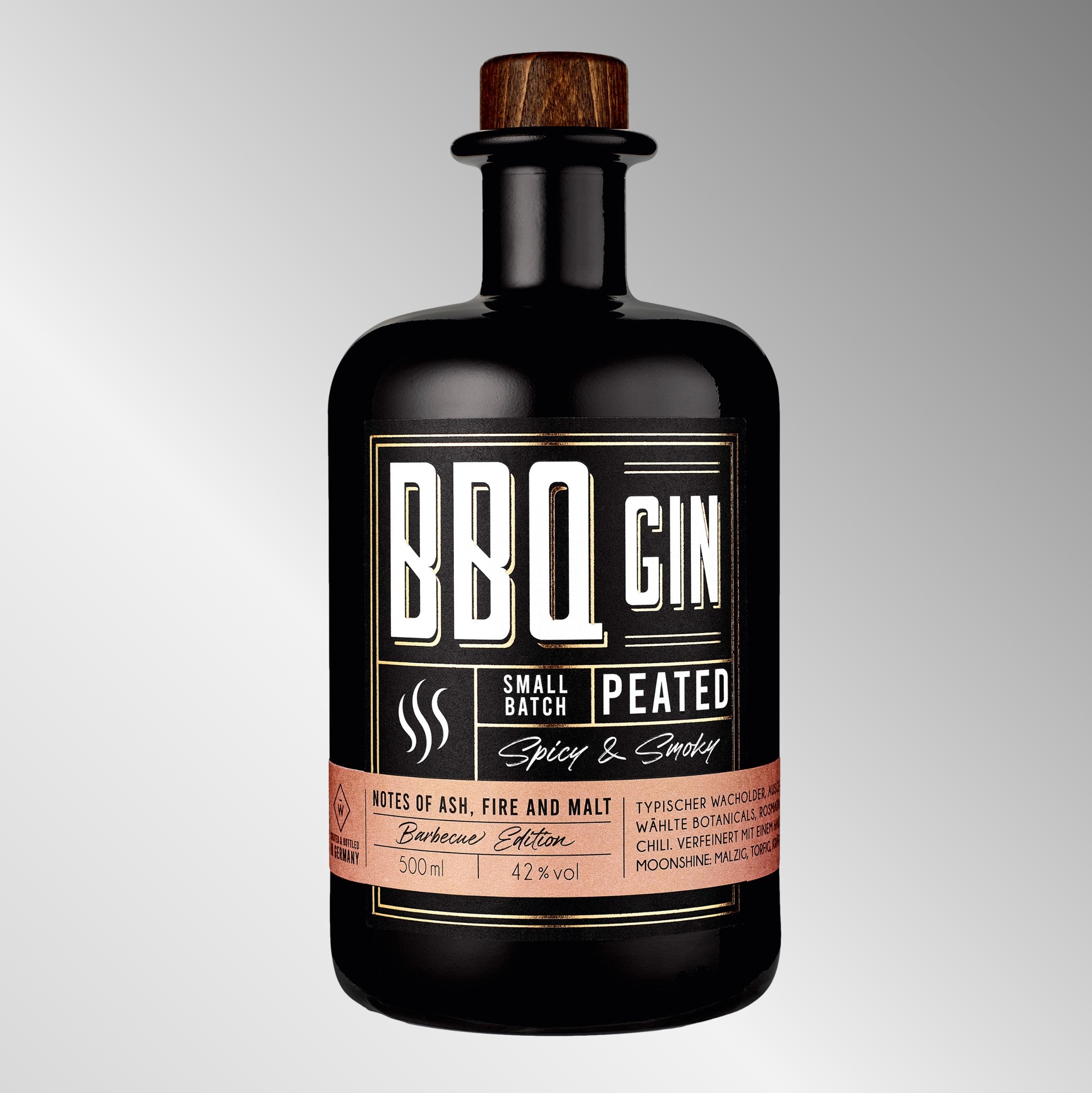 BBQ GIN - 500 ml Flasche -42% vol -Einfach immer ein rauchig-würziges und kräftiges Genusserlebnis - wie das Barbecue