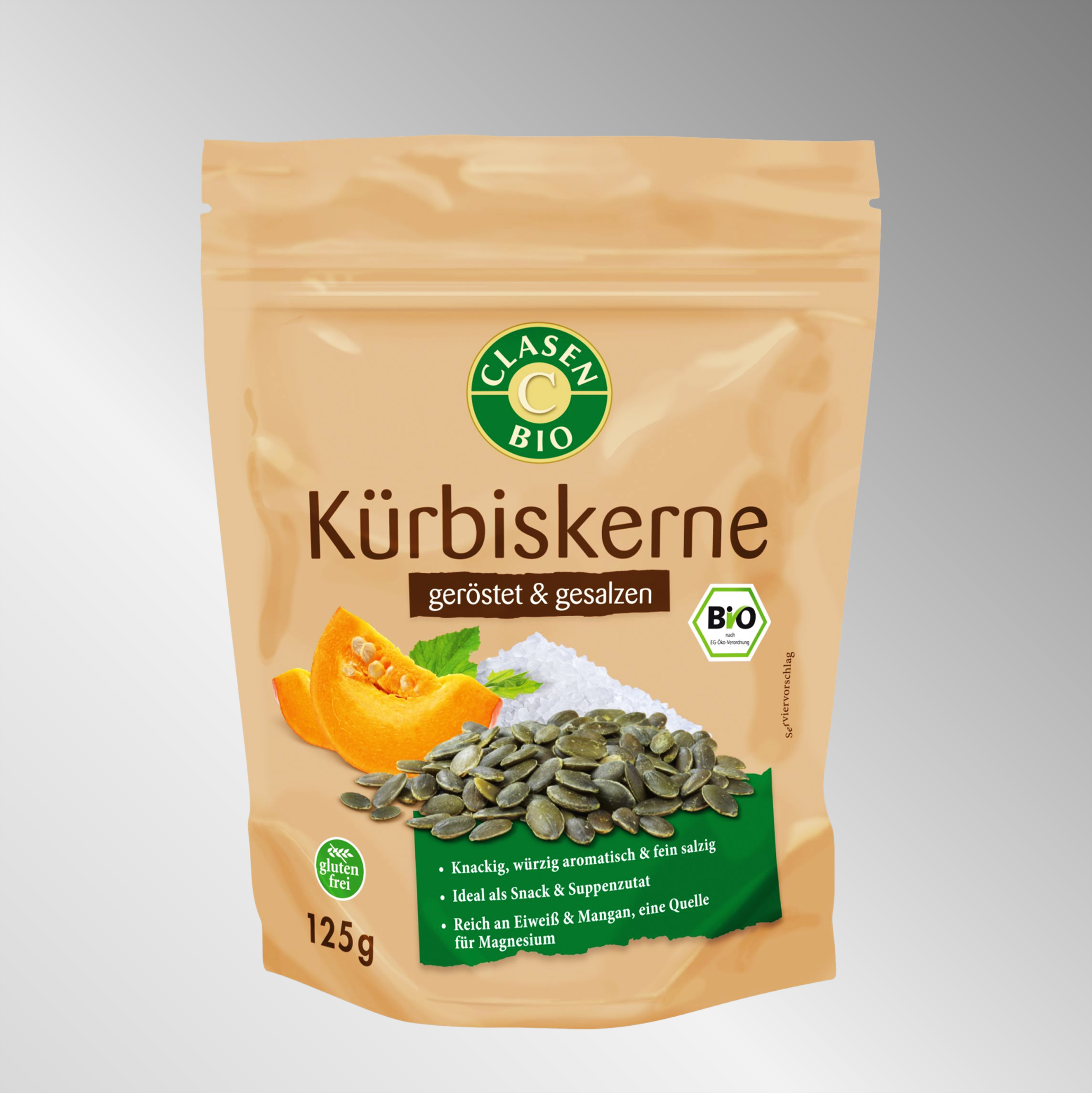 Bio Kürbiskerne (geröstet und gesalzen) | 125g | Knackig, würzig aromatisch & fein salzig