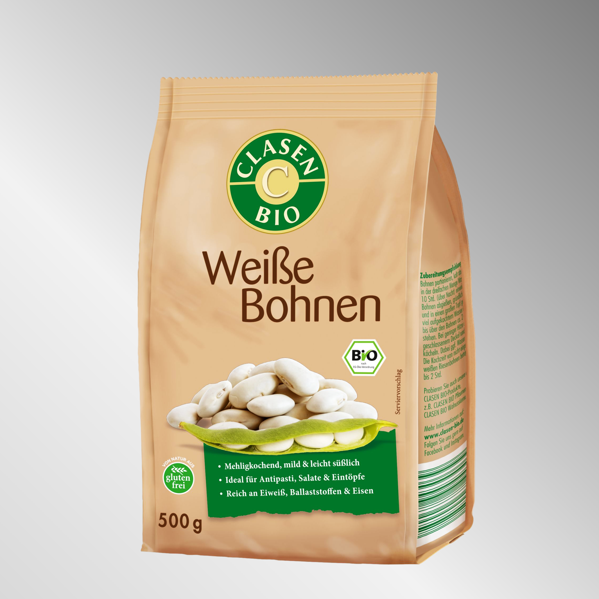 Bio Weiße Bohnen | 500g | Mehligkochend, mild & leicht süßlich