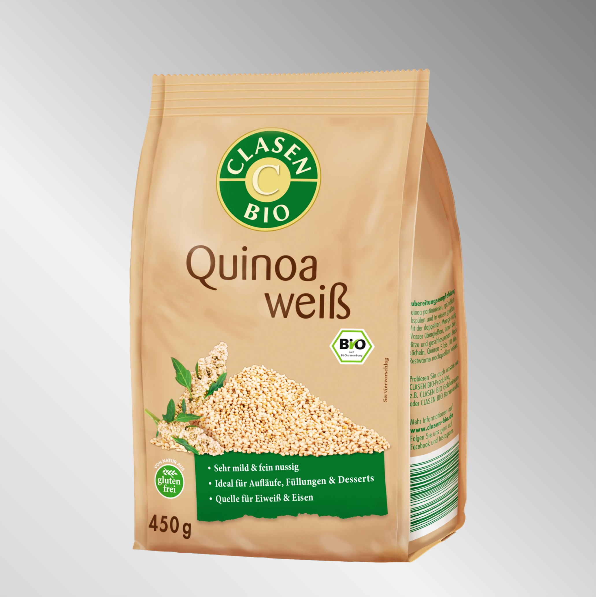 Bio Quinoa weiß | 450g | Quelle für Eiweiß und Eisen