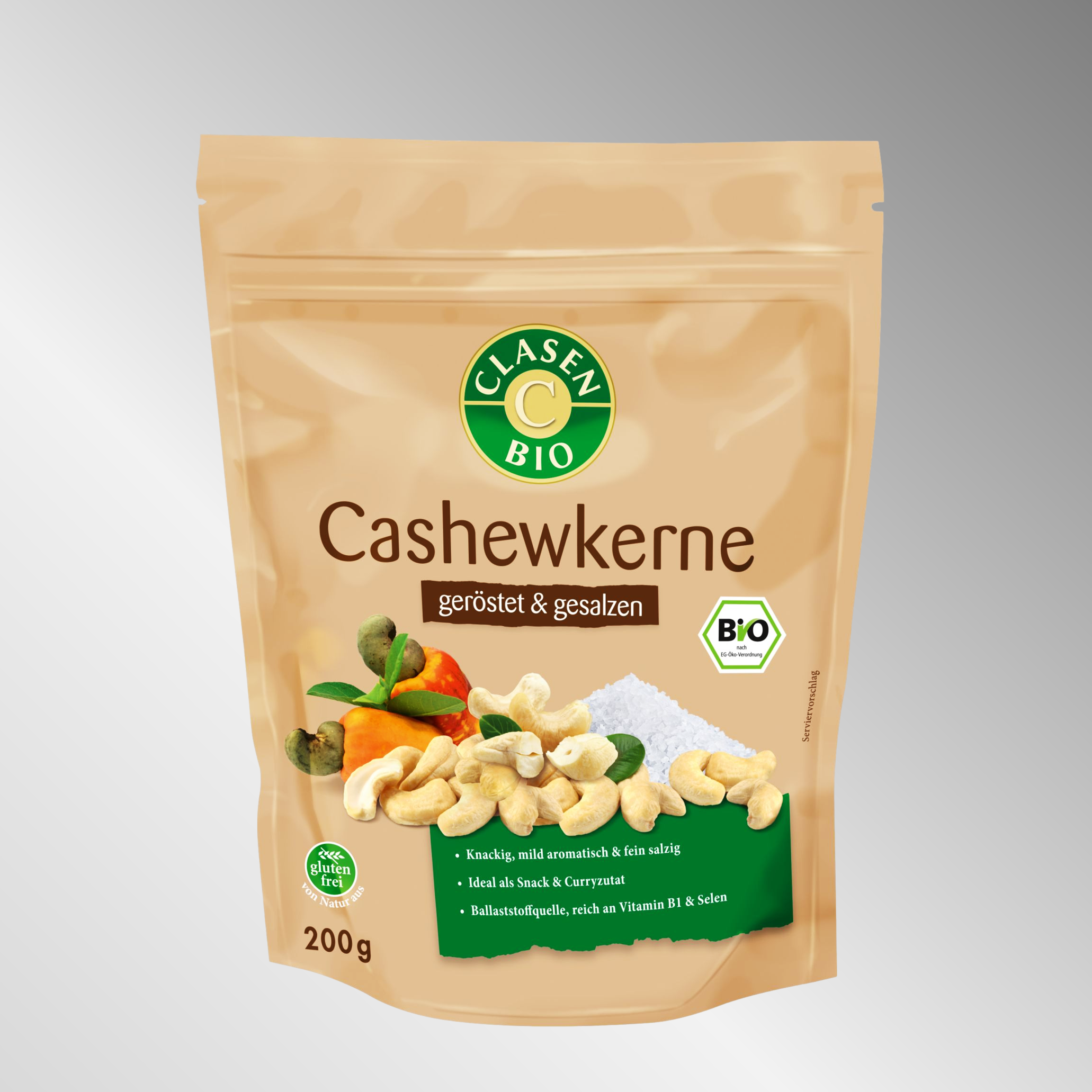 Bio Cashewkerne (geröstet und gesalzen) | 200g | Knackig, mild aromatisch & fein salzig
